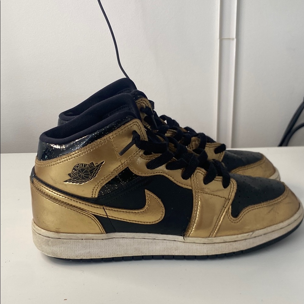 Kids Gold and Black Jordan Sneakers